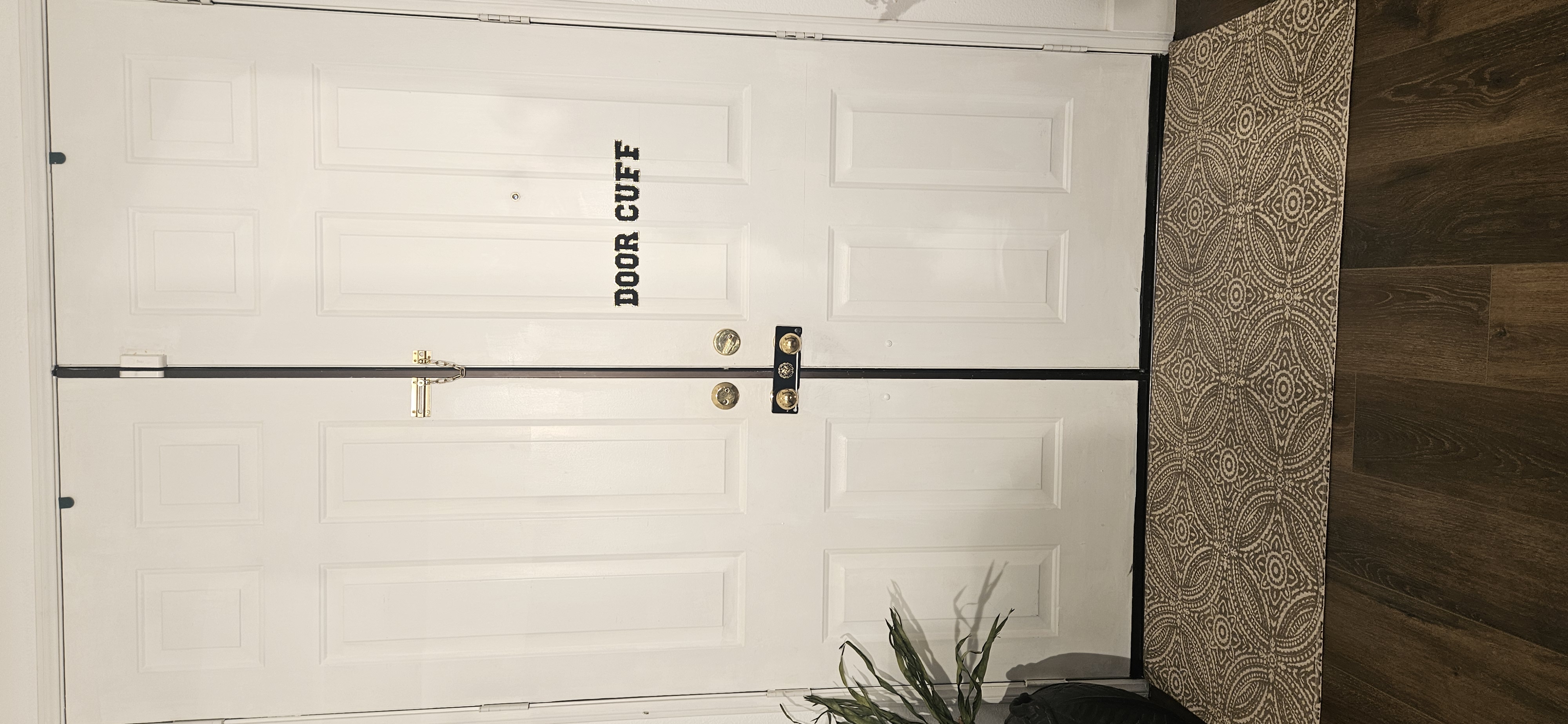 Double Home Security Door Cuff installed on double doors